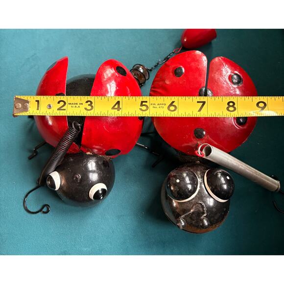 Set of 2 Metal Handmade Outdoor Hanging Ladybugs - Picture 9 of 9